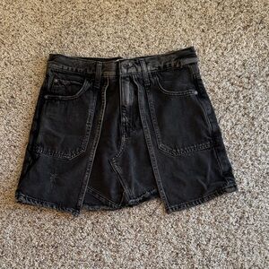 Free People Black Denim Mini Skirt